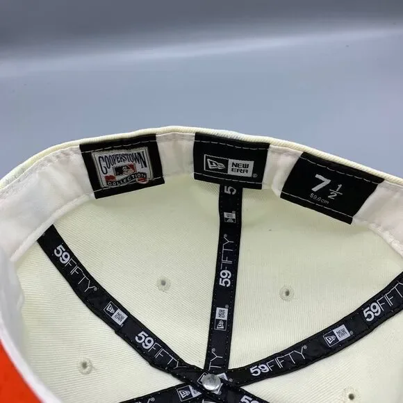 Washington Nationals Hat Men 7 1/2 White Orange 59Fifty New Era Fitted Cap‎